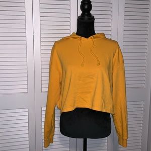 Mustard cropped fleece hoodie from H&M